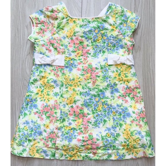 Hartstrings floral spring summer dress 24m EUC piping, bows, lined - Picture 1 of 2